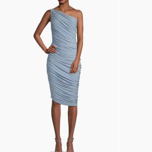 Norma Kamali Diana Ruched One-Shoulder Midi-Dress Size S